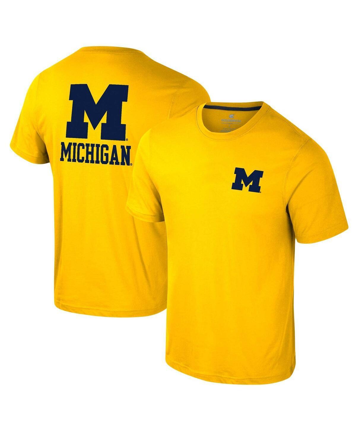 Mens Colosseum Maize Michigan Wolverines Logo Lockup 2-Hit Active Blend T-Shirt Product Image