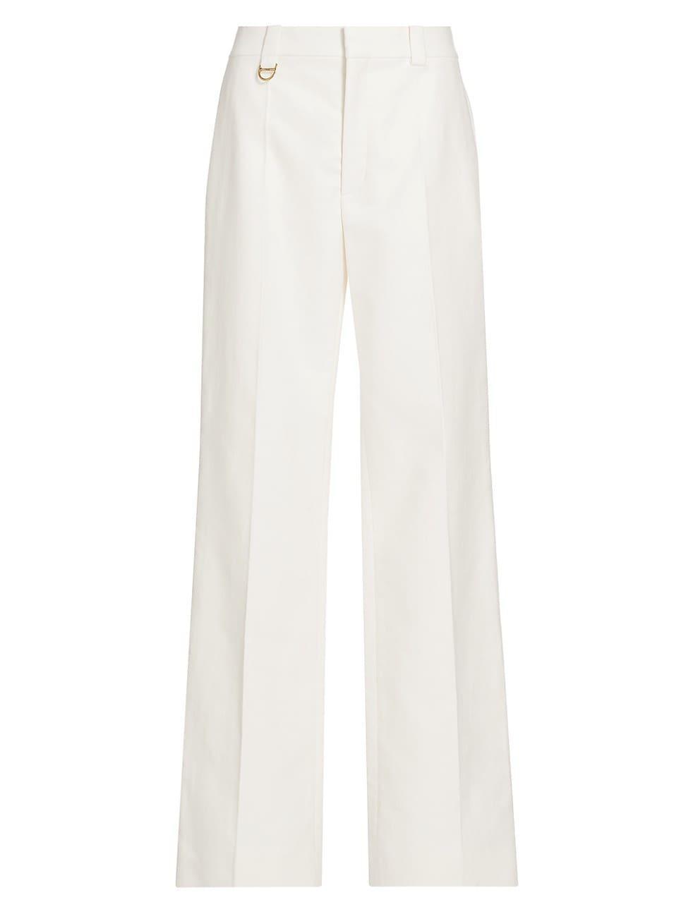 Womens Wide-Leg Cotton Pants Product Image