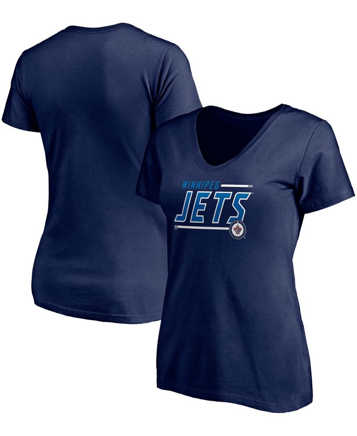 Womens Navy Winnipeg Jets Mascot In Bounds V-Neck T-shirt Product Image