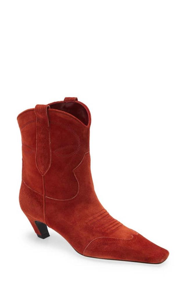 Dallas Suede Cowboy Ankle Boots In Braun Product Image