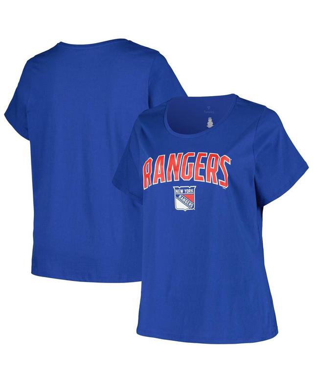 Womens Profile Blue New York Rangers Plus Size Arch Over Logo T-shirt Product Image