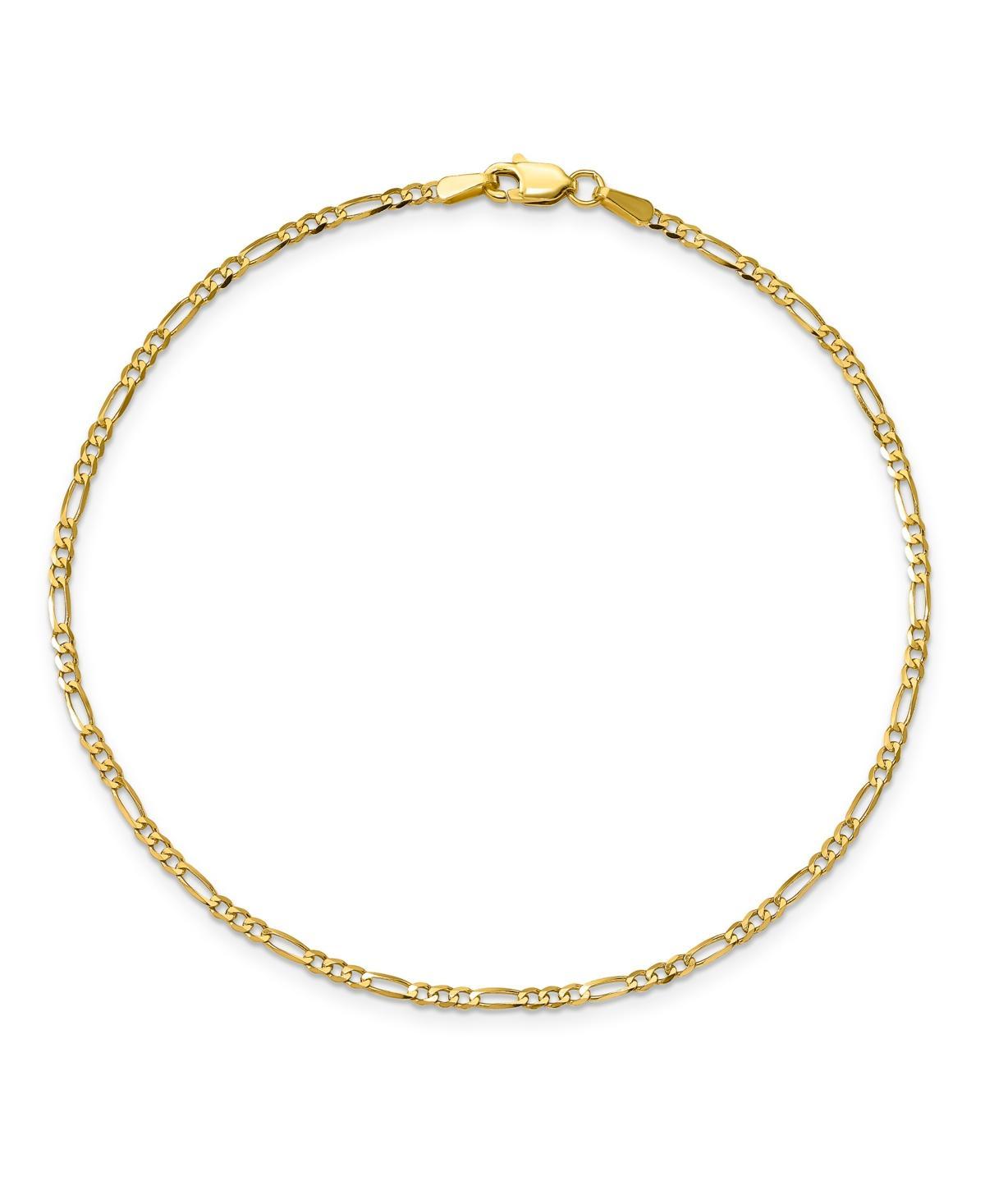 Flat Figaro Chain Ankle Bracelet in 14k Yellow Gold Product Image