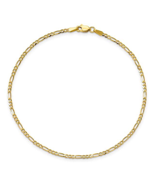 Flat Figaro Chain Ankle Bracelet in 14k Yellow Gold Product Image