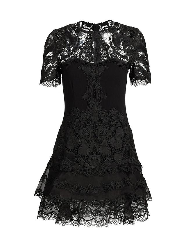 Womens Lace Appliqu A-Line Minidress Product Image