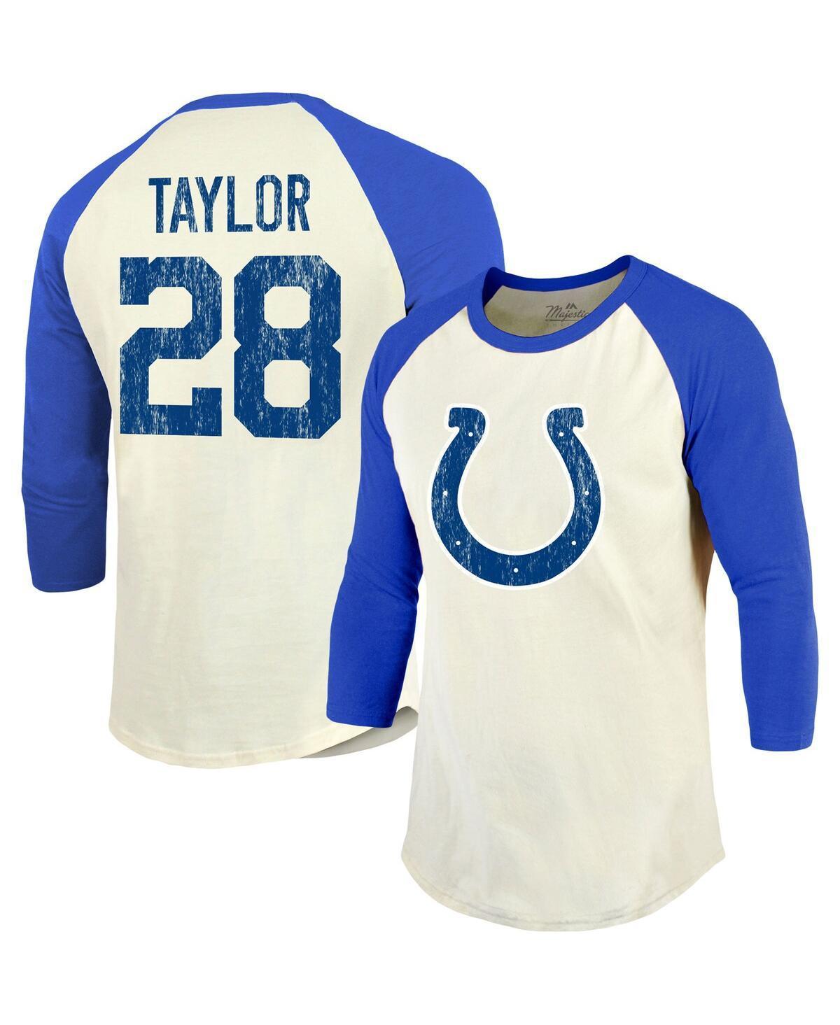 Mens Majestic Threads Jonathan Taylor Cream Indianapolis Colts Player Name and Number Raglan 3/4-Sleeve T-shirt - Cream Product Image