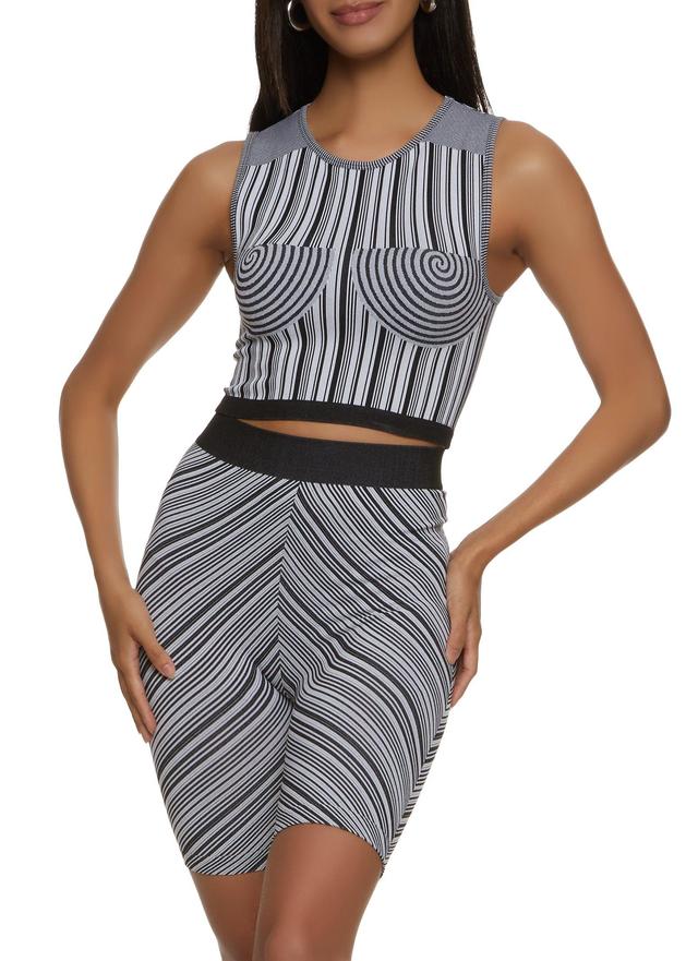 Womens Seamless Striped Cropped Tank Top Product Image