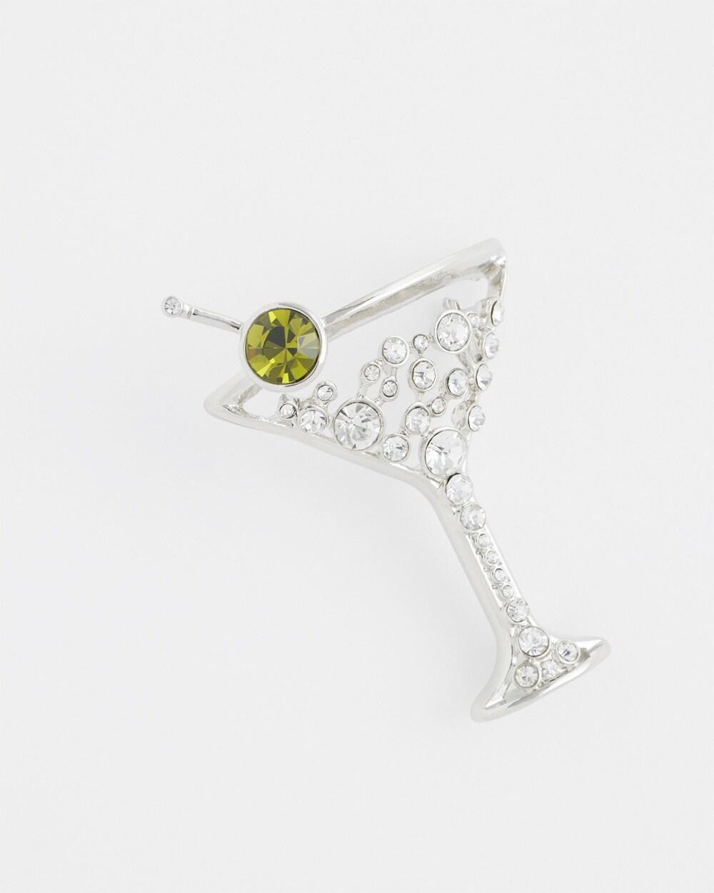 Rhinestone Martini Glass Brooch   Chico's - Silver - Women Product Image