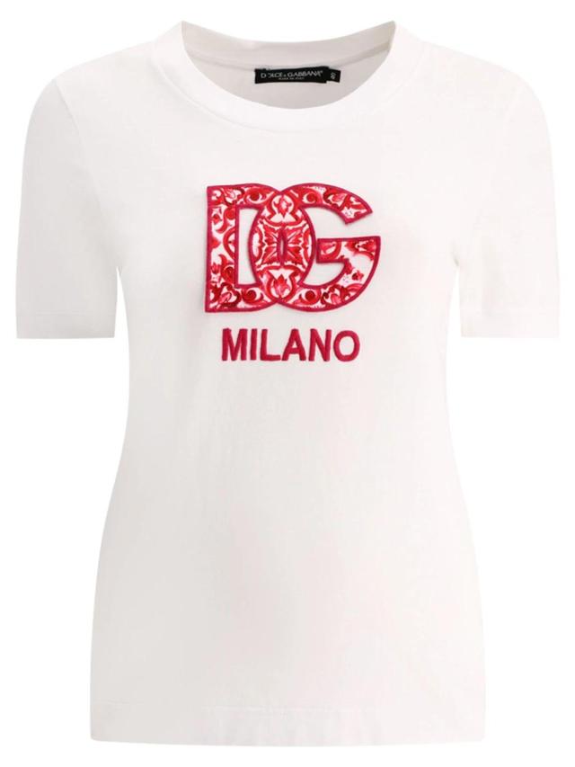 DOLCE & GABBANA T-shirt Mit Logo-print In Ricamati Product Image