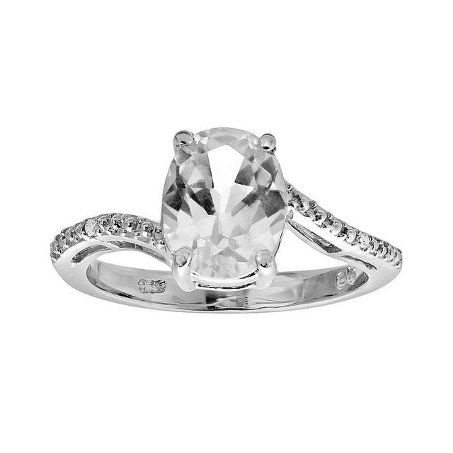 Gemminded Sterling Silver White Topaz and Diamond Accent Oval Ring, Womens Product Image