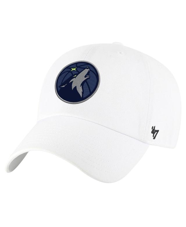 47 Brand Mens White Minnesota Timberwolves Clean Up Adjustable Hat Product Image