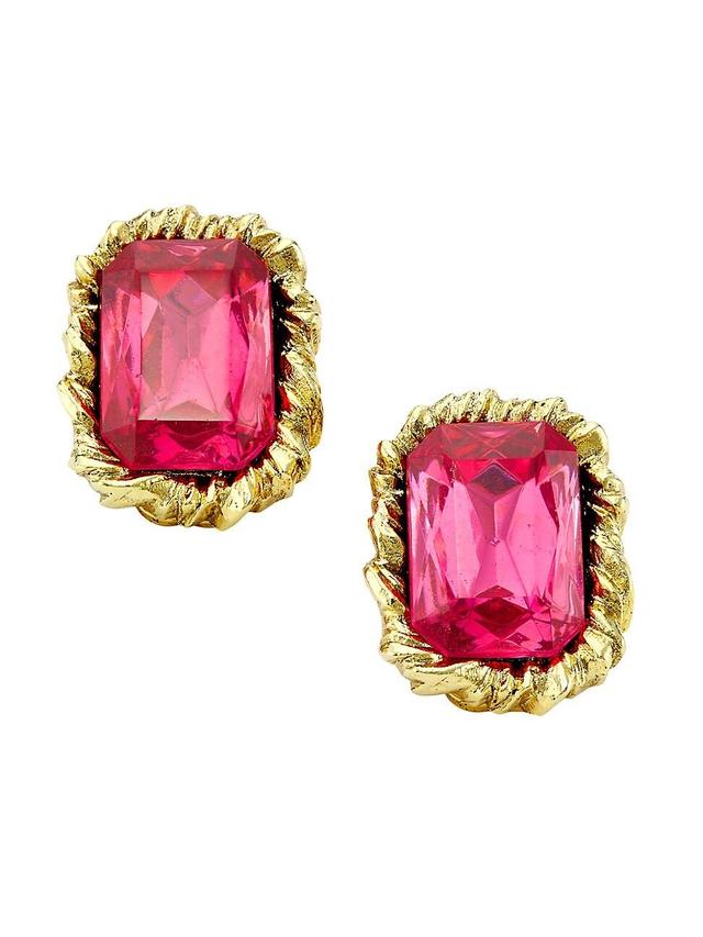 Oscar de la Renta Lintzer Crystal Button Clip-On Earrings Product Image