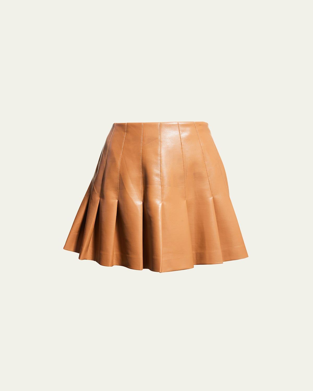 Womens Carter Vegan Leather Pleated Miniskirt Product Image