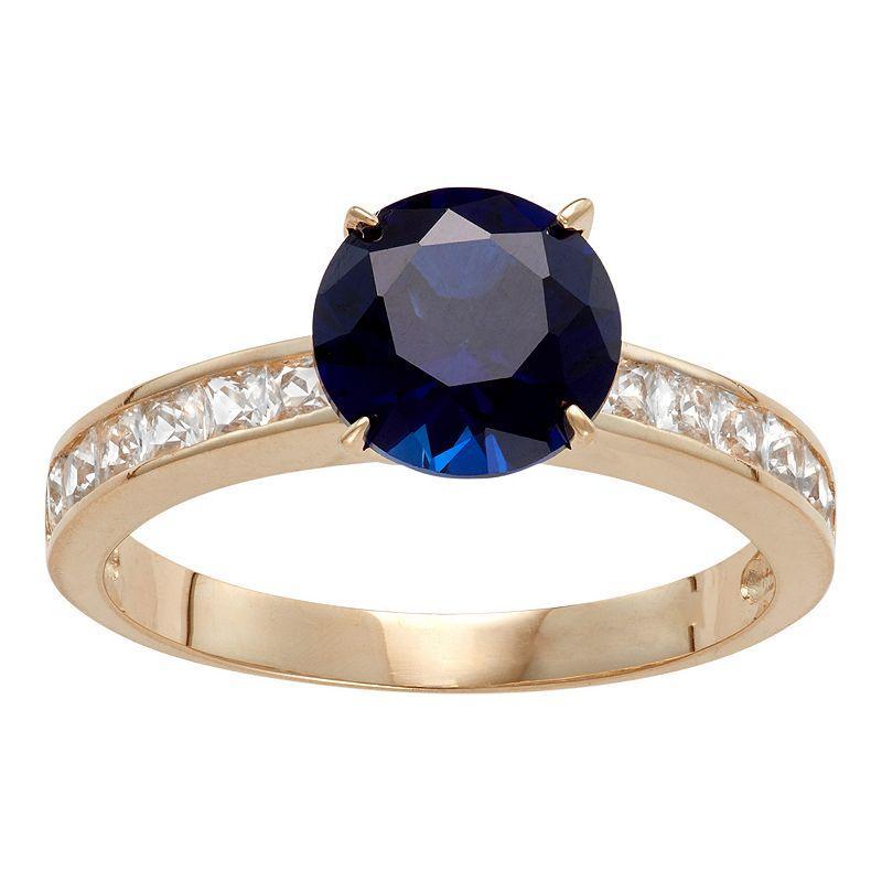 Designs by Gioelli 10k Gold Lab-Created Blue & White Sapphire Ring, Womens Product Image