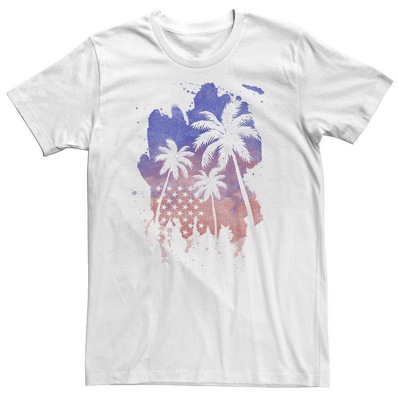 V-Line Men's Big & Tall Americana Palm Trees Graphic T-Shirt, White, Xlt Product Image