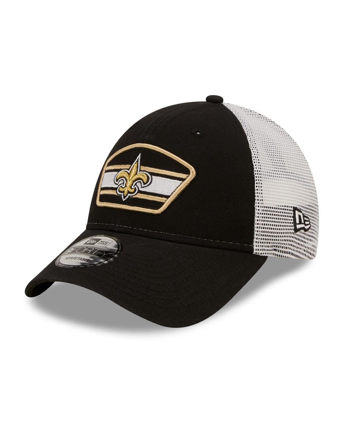 Mens New Era Black New Orleans Saints Logo Patch Trucker 9FORTY Snapback Hat - Black Product Image