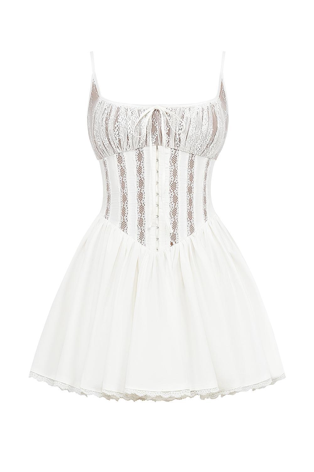 Rosaria White Cotton Corset Mini Dress Product Image