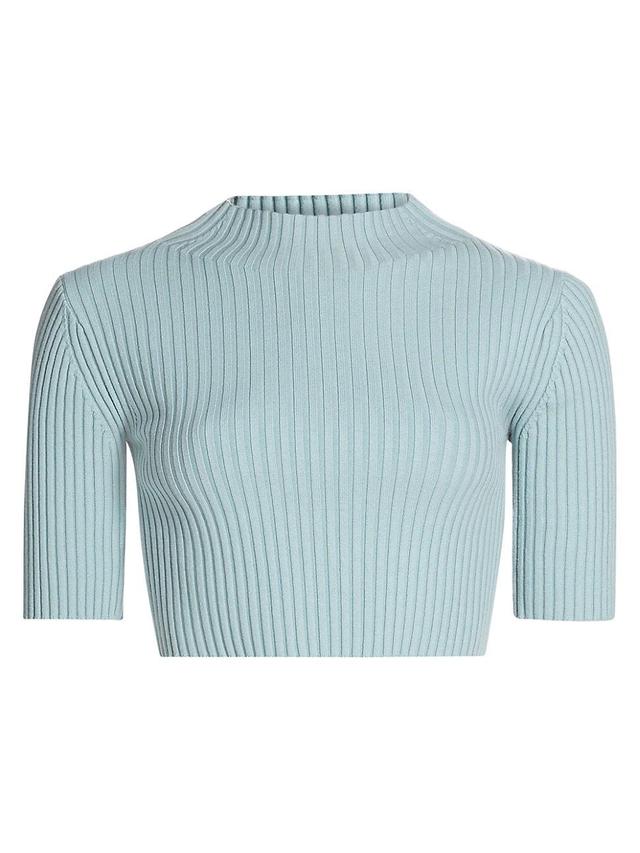 Womens Rib-Knit Cotton & Wool Crop Top Product Image