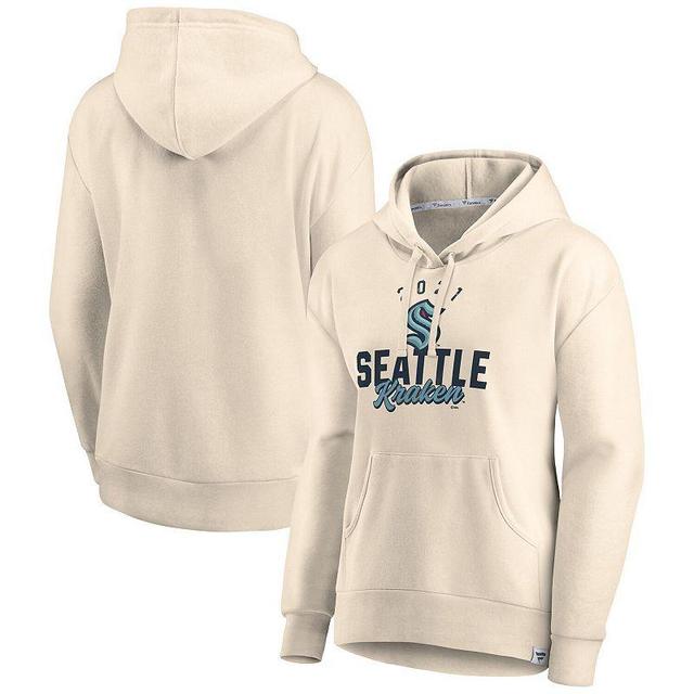 Womens Fanatics Branded Oatmeal Seattle Kraken Carry the Puck Pullover Hoodie Sweatshirt Product Image