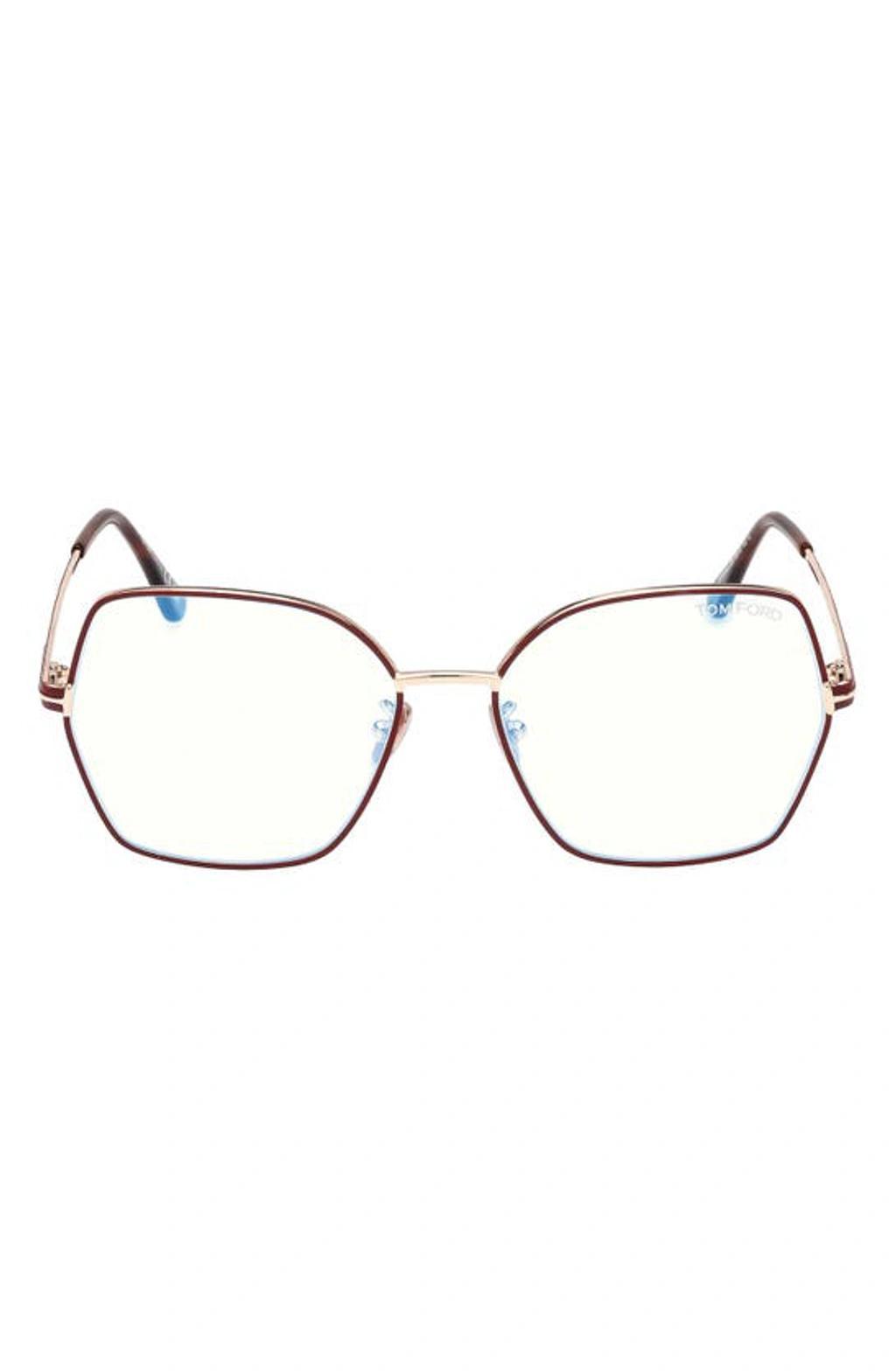 56mm Butterfly Blue Light Blocking Glasses In Shiny Rose Gold Product Image