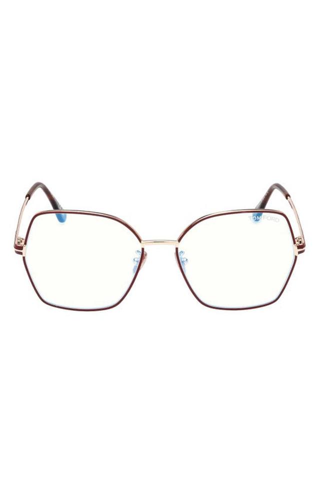 56mm Butterfly Blue Light Blocking Glasses In Shiny Rose Gold Product Image