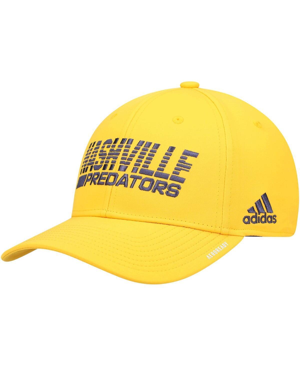 Mens adidas Gold Nashville Predators 2021 Locker Room AEROREADY Flex Hat Product Image