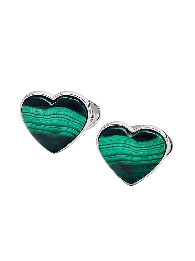 Men's Malachite Heart Cufflinks Product Image