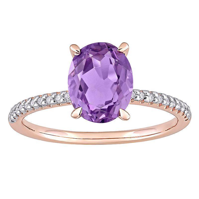 Stella Grace 14k Rose Gold Amethyst & 1/10 Carat T.W. Diamond Engagement Ring, Womens Product Image