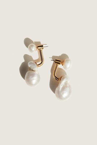 Gold-Plated Pearl Earrings Product Image