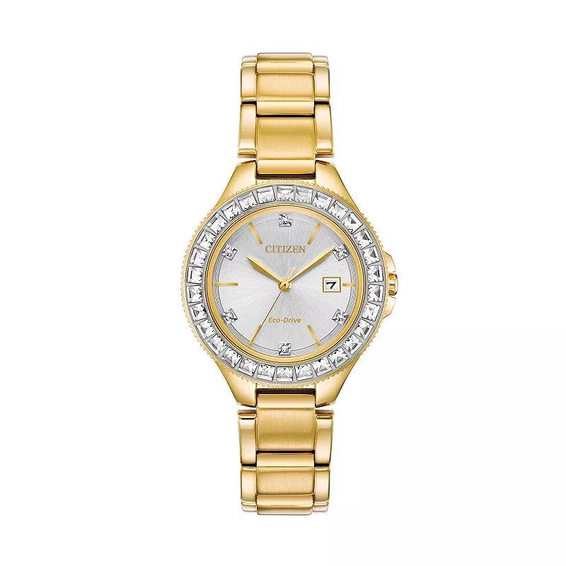 Citizen Eco-Drive Womens Crystal Accent Stainless Steel Watch - FE1192-58A Gold Tone Product Image