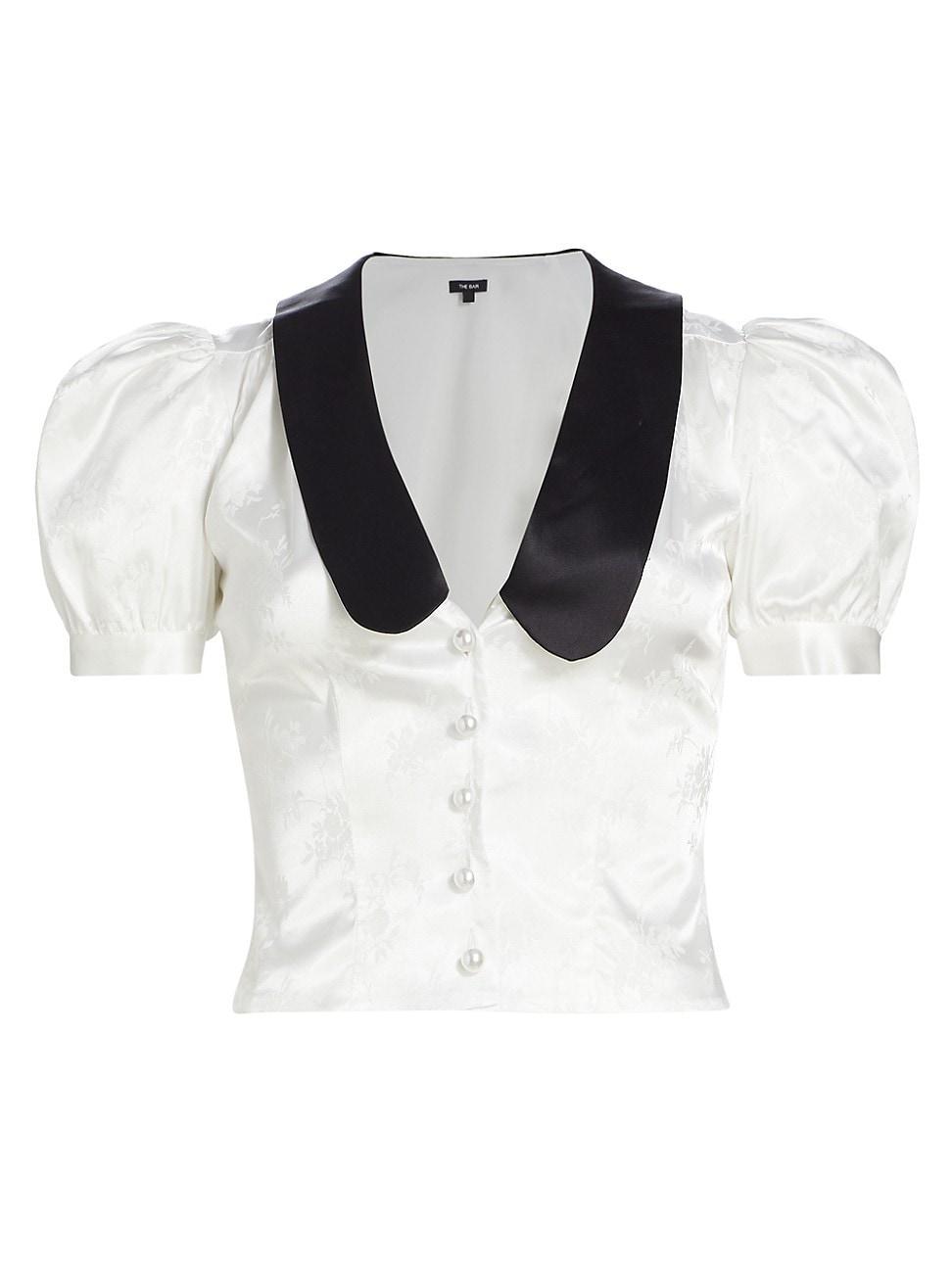 Womens Alec Puff-Sleeve Satin Top Product Image