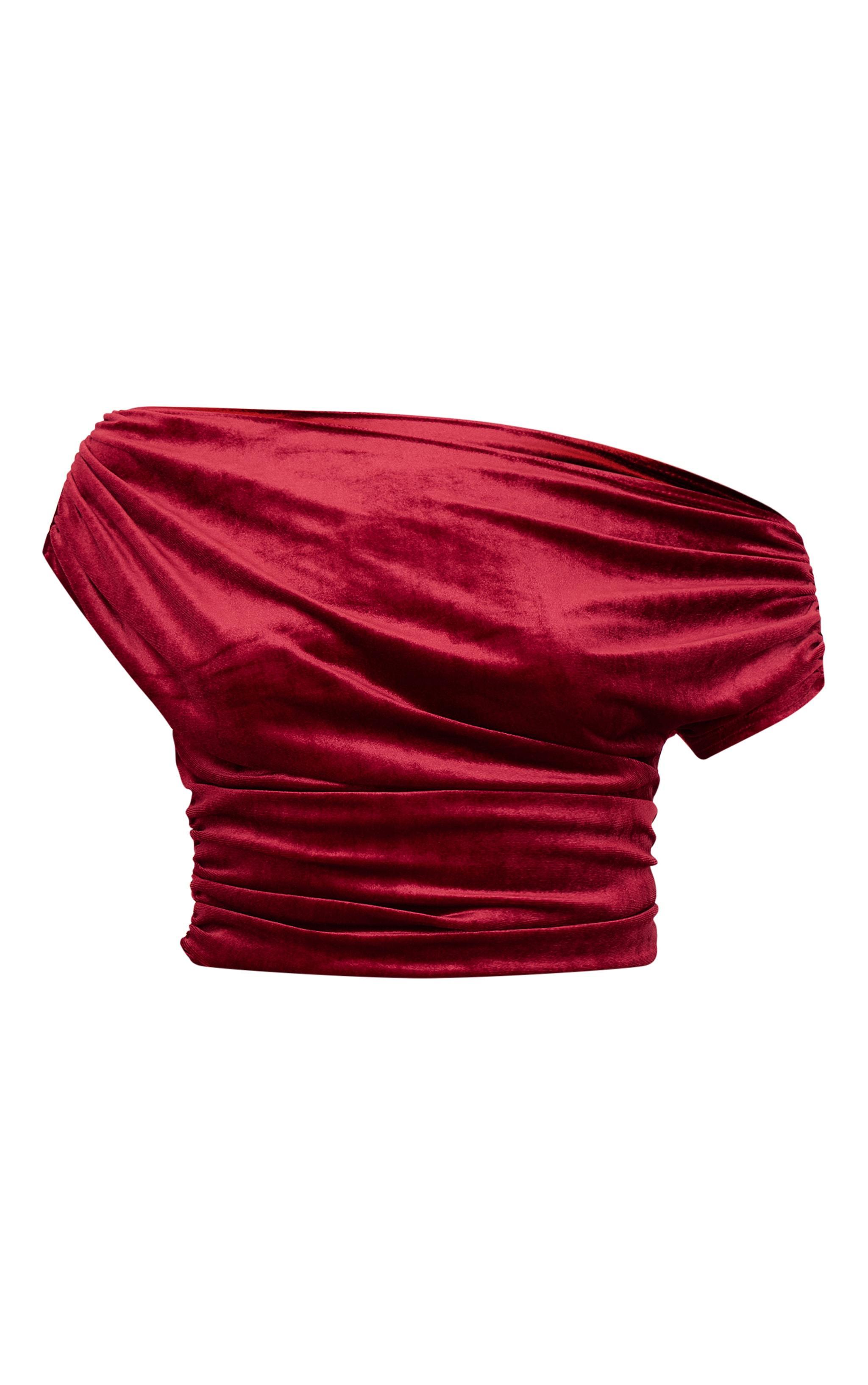 Burgundy Velvet Ruched Detail Top Product Image