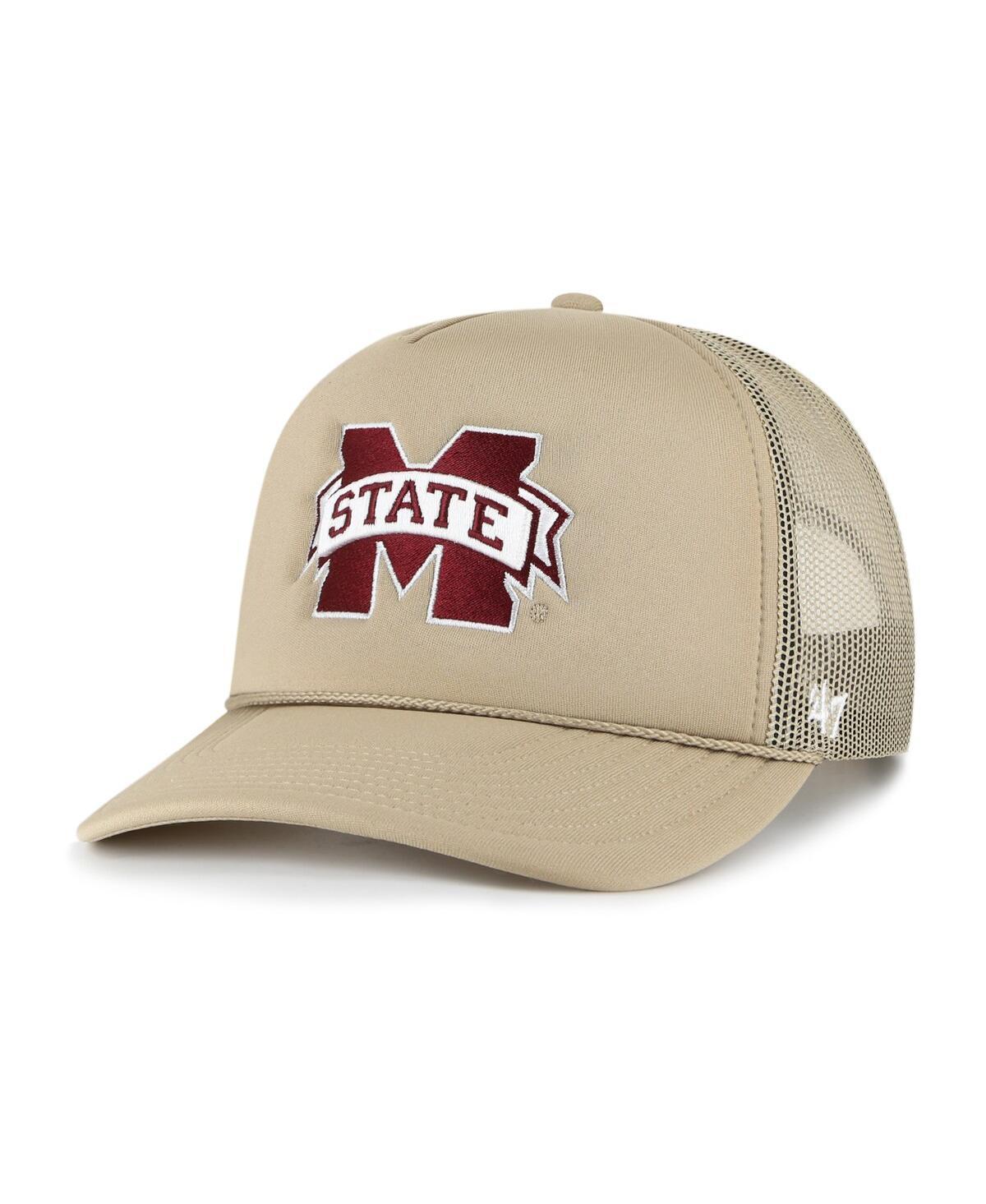 Mens 47 Khaki Mississippi State Bulldogs Foam Front Mesh Trucker Snapback Hat Product Image