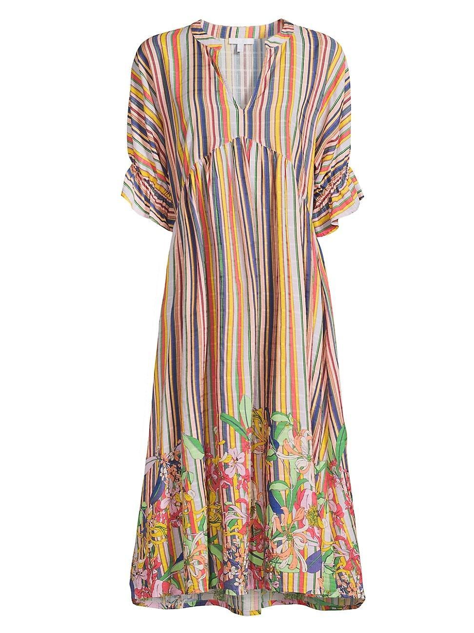 Womens Aldrich Striped Cotton-Blend Midi-Dress Product Image