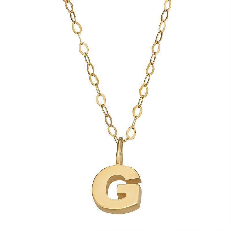 10K Gold Initial Pendant on 14K Gold Filled Chain, Womens Product Image