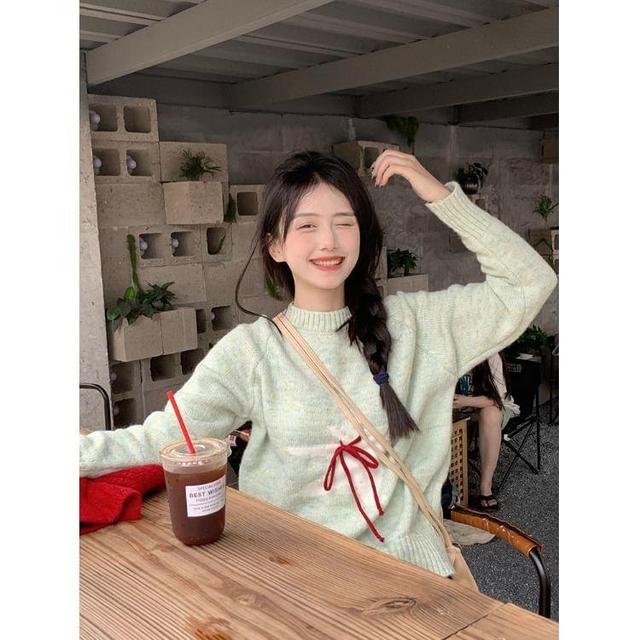 Long Sleeve Mock Neck Cartoon Print Oversized Sweater Product Image