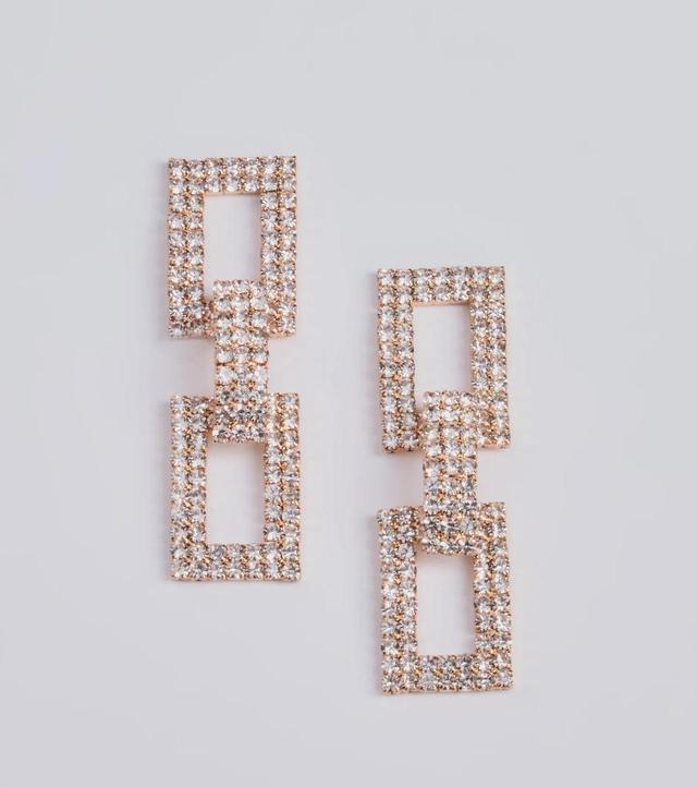 Radiant Glam Rhinestone Chain-Link Duster Earrings Product Image