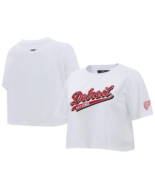 Womens Pro Standard White Detroit Red Wings Boxy Script Tail Cropped T-shirt Product Image