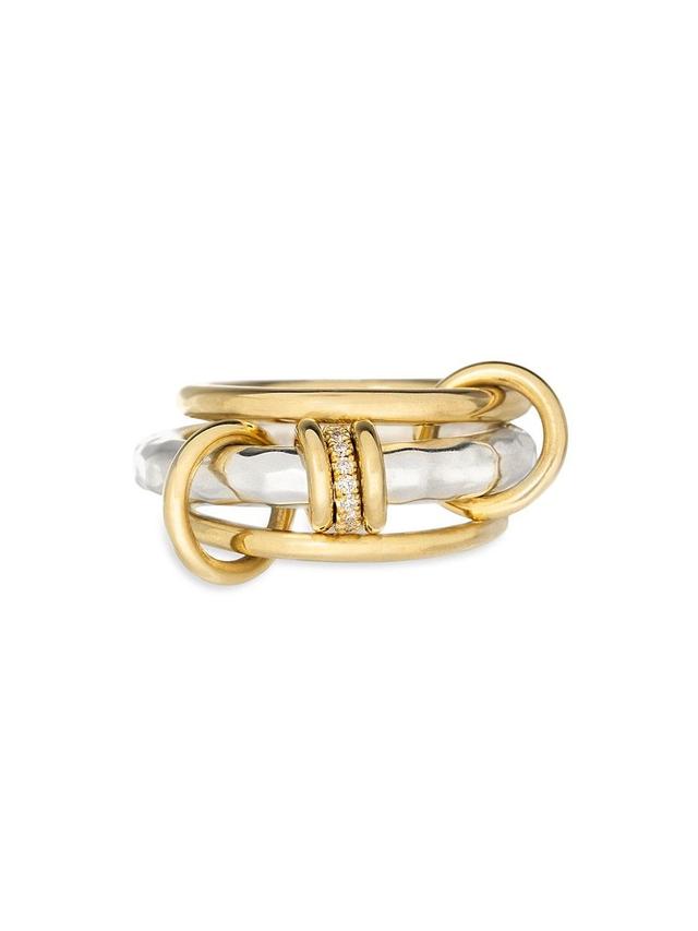 Womens Gemini Vulcan 18K Yellow Gold, Sterling Silver & 0.09 Diamond Three-Band Ring Product Image