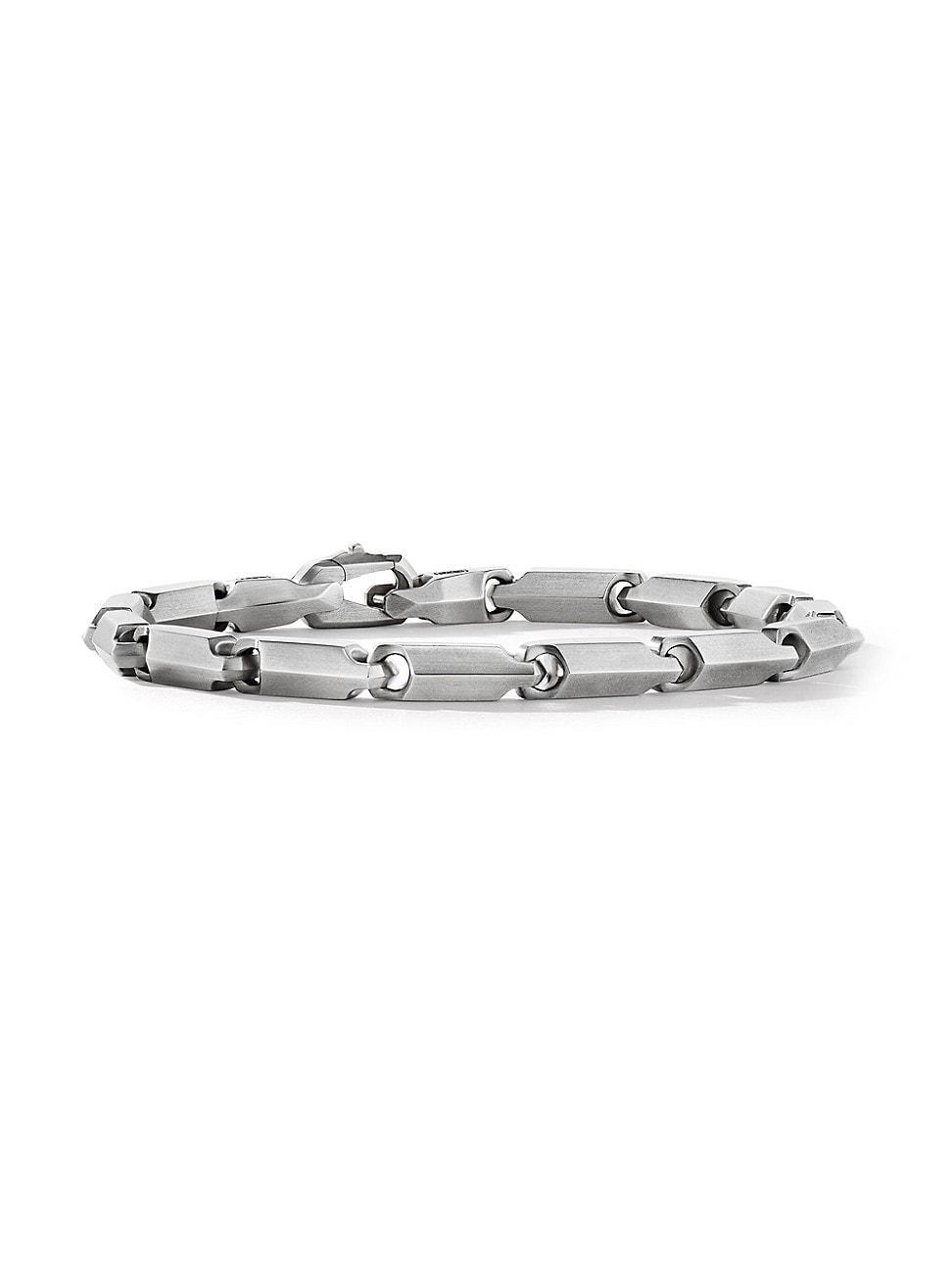 Mens Faceted Link Bracelet In Sterling Silver Product Image