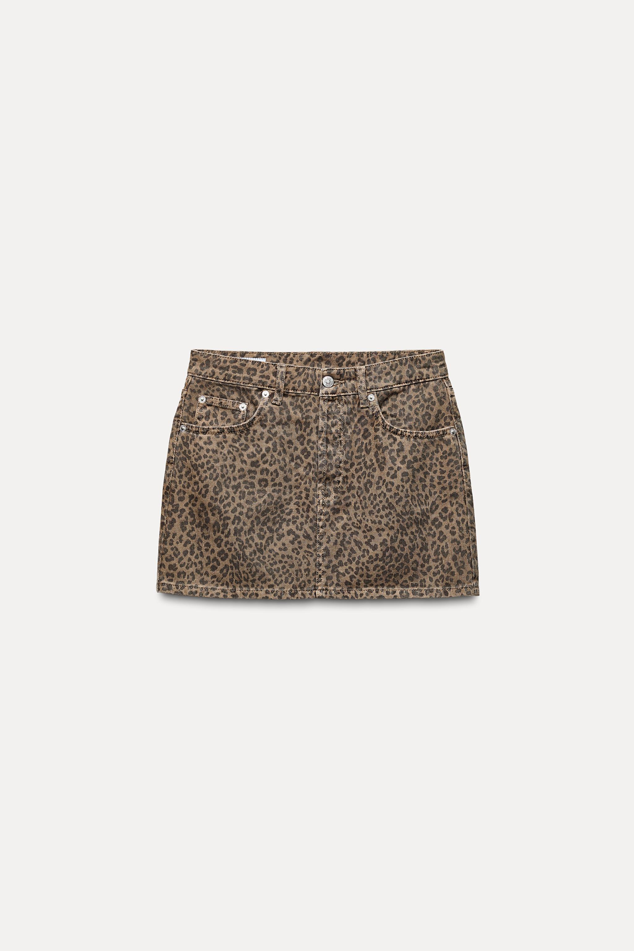 ANIMAL PRINT TRF DENIM SKIRT Product Image