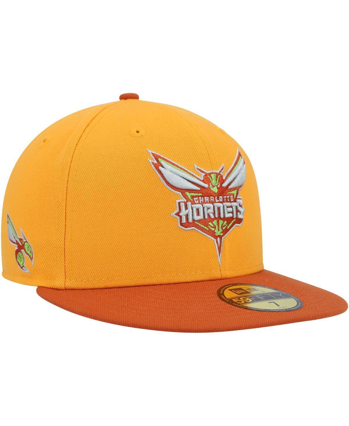 Mens New Era Gold/Rust Charlotte Hornets 59FIFTY Fitted Hat Product Image