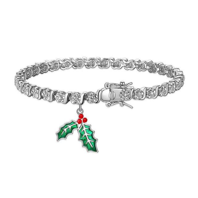 Sarafina Diamond Accent Holly Charm Bracelet, Womens Silver Tone Product Image