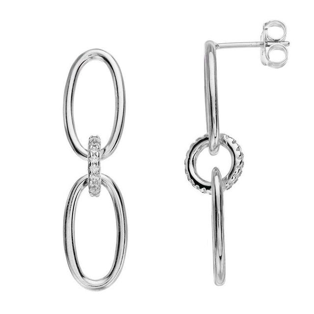 Rosabella Sterling Silver Cubic Zirconia Link Earrings, Womens Product Image