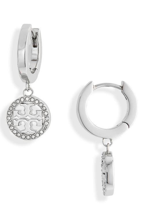 Tory Burch Miller Pav Drop Huggie Hoop Earrings Product Image