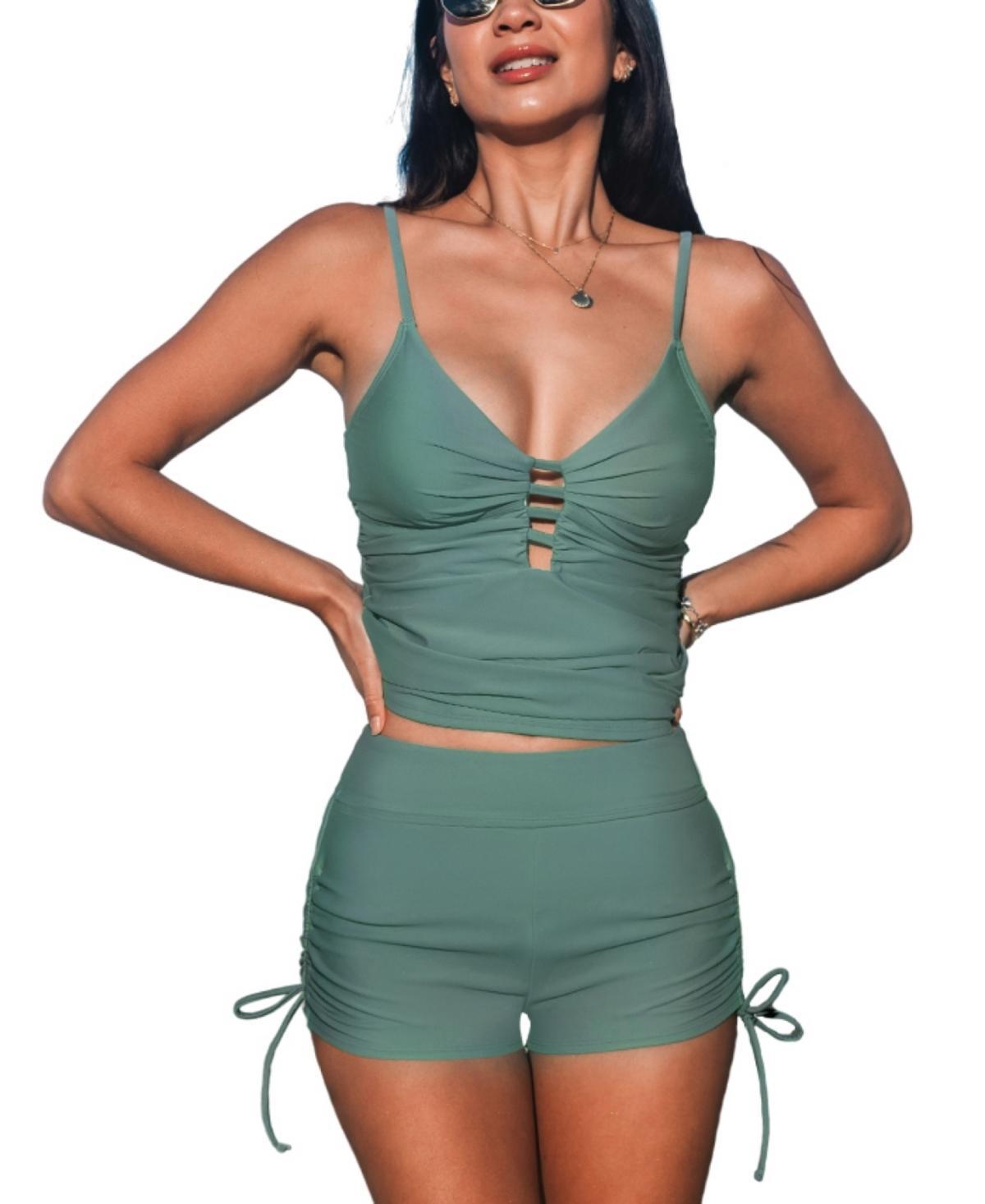 Women's Eucalyptus Push-Up Tankini Top & Boy Shorts Set Product Image