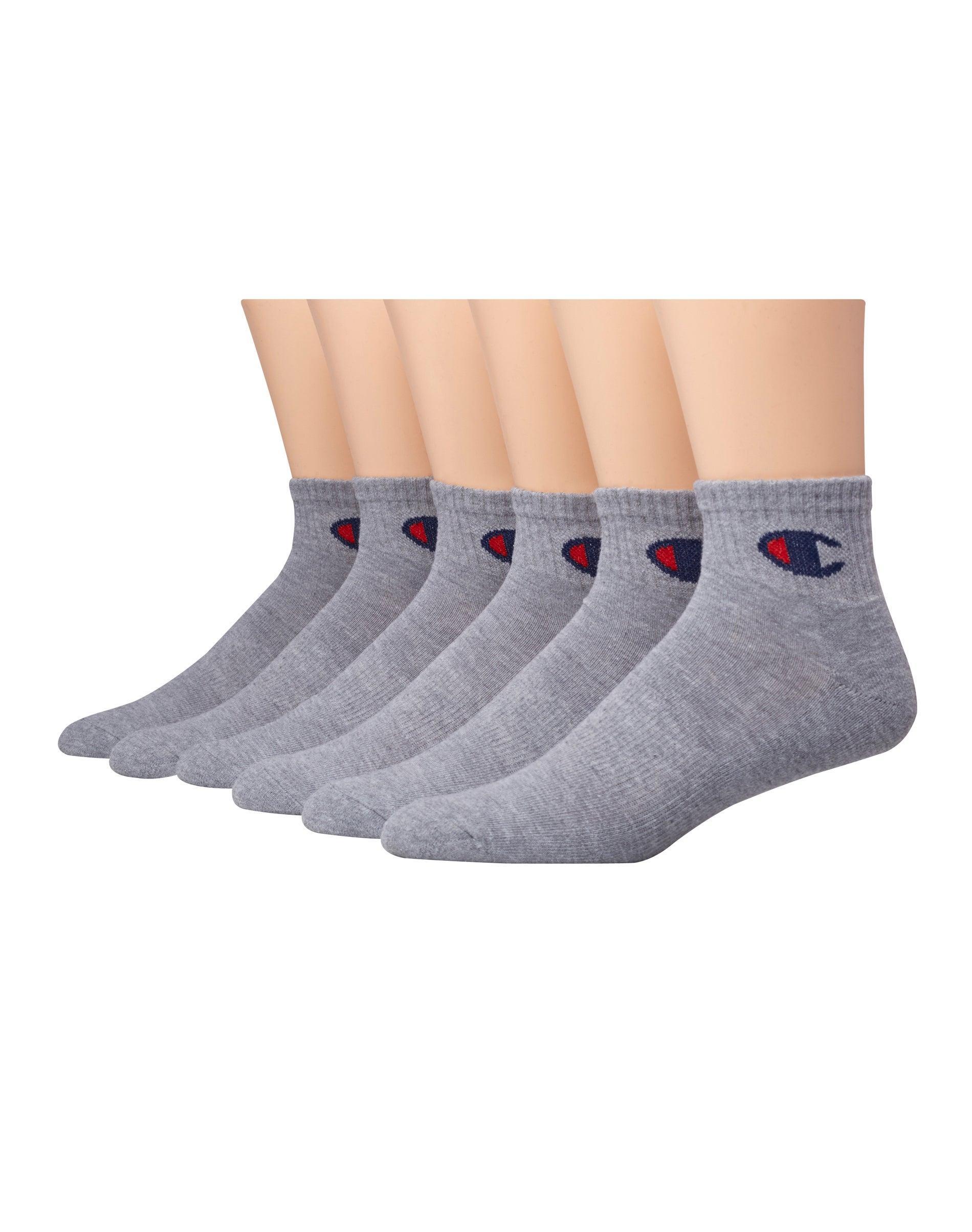 Champion Womens Ankle Socks C Logo, 6-pairs Heather Grey 9-11 Product Image