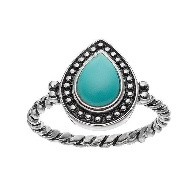 Sterling Silver Simulated Turquoise Cabochon Ring, Womens Blue Product Image