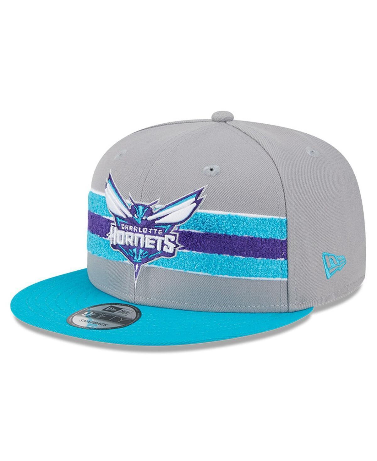 Mens New Era Gray Charlotte Hornets Chenille Band 9FIFTY Snapback Hat Product Image