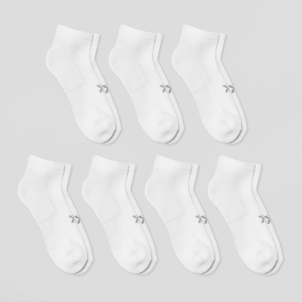 Womens Extended Size Cushioned 6+1 Bonus Pack Ankle Athletic Socks - All in Motion White 8-12 Product Image