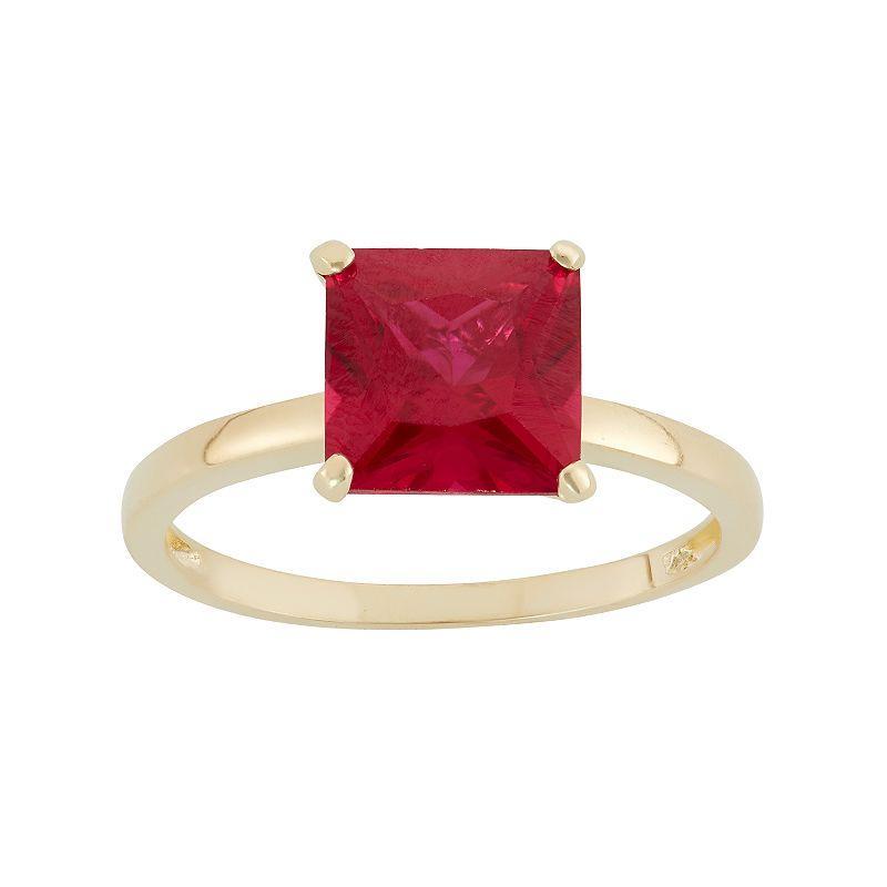 Designs by Gioelli Lab-Created Ruby 10k Gold Ring, Womens Red Product Image